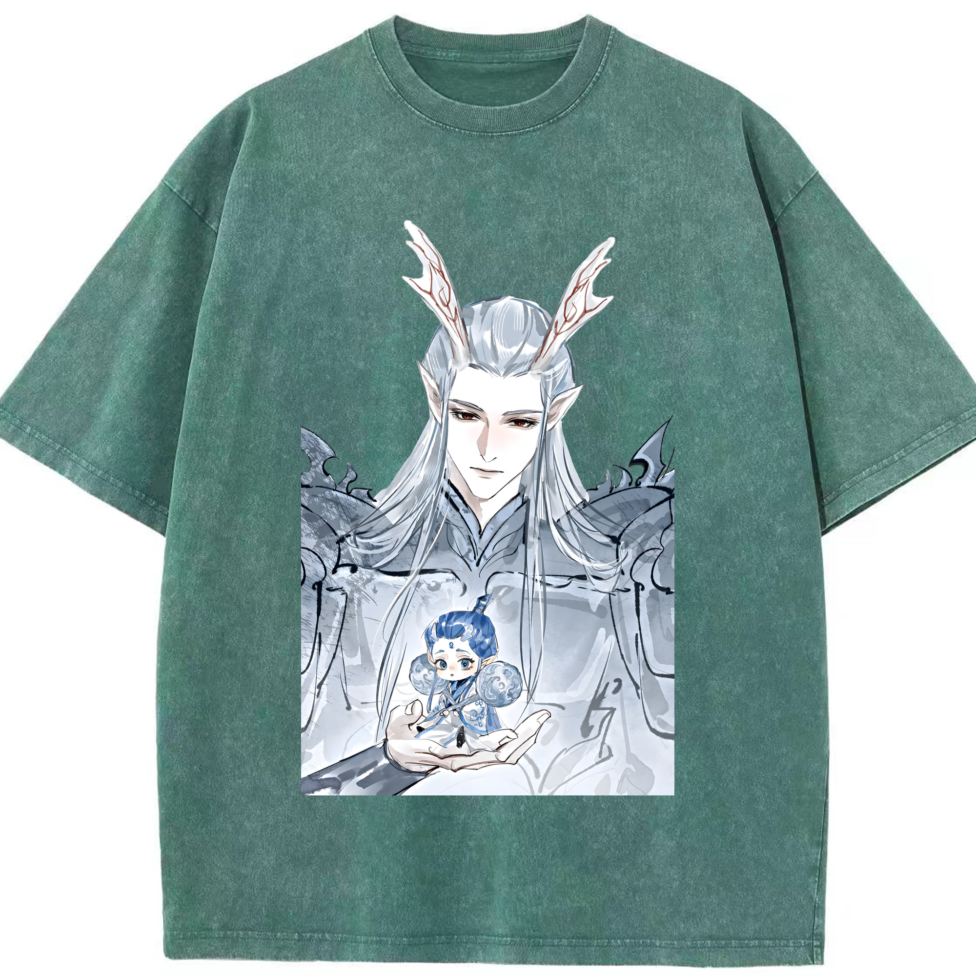 （画像用） Ne Zha 2 ナタ 魔童の大暴れ 綿100% ヴィンテージ風 半袖Tシャツ（フロントプリント）